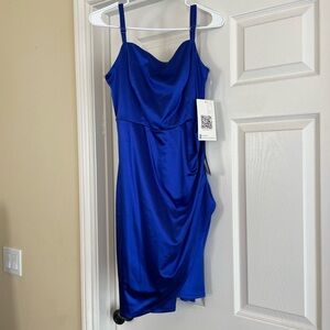 Elegant Blue Satin Dress